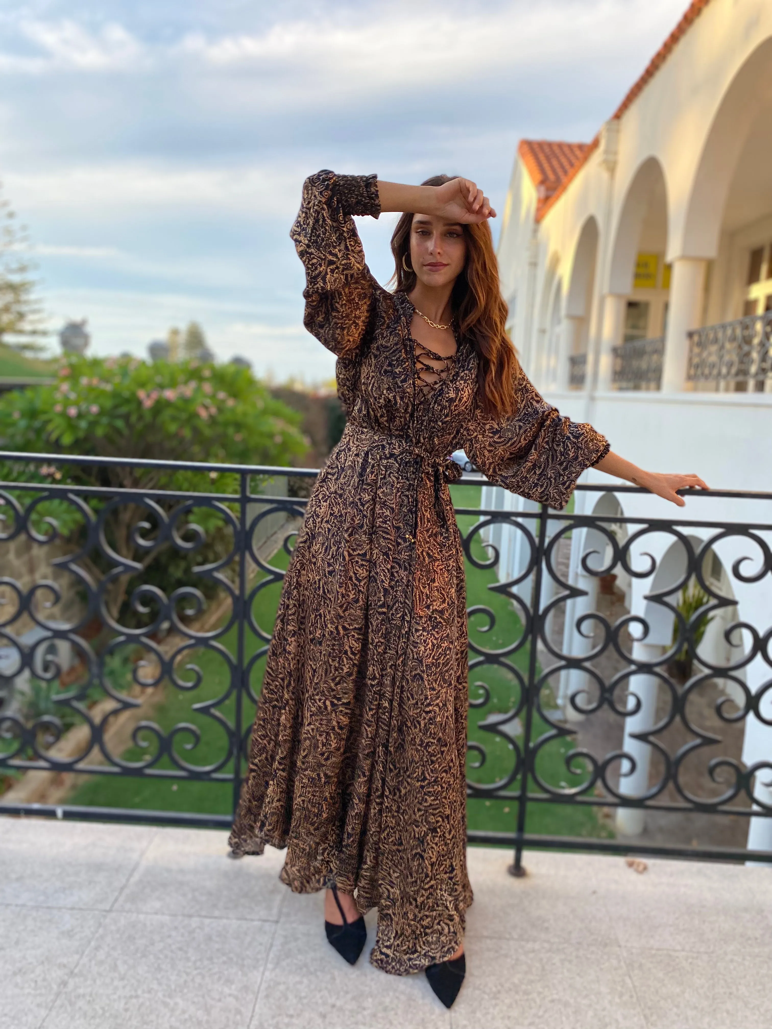 Azrou Silk Dress - Starry Night Silk