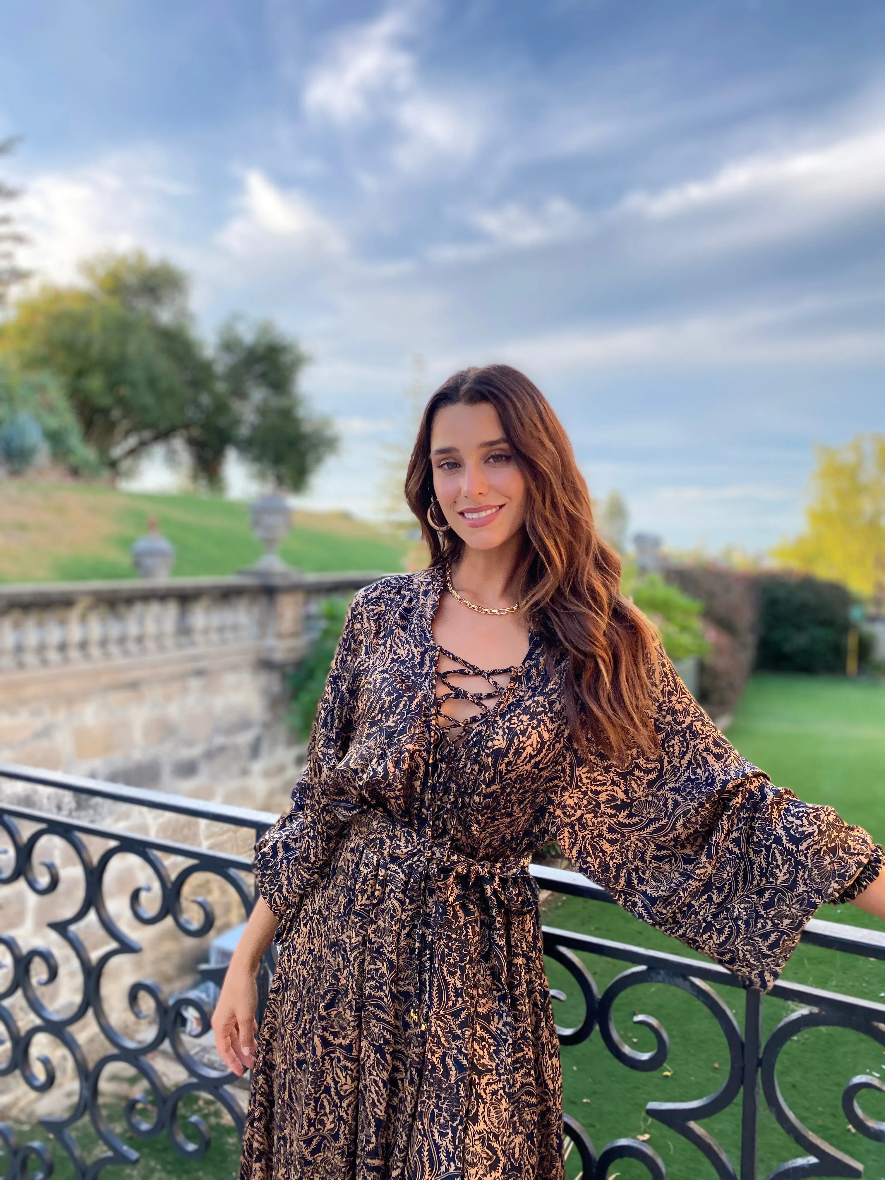 Azrou Silk Dress - Starry Night Silk