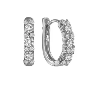 Backes and Strauss White Gold and Diamond Claw Hoop Earrings
