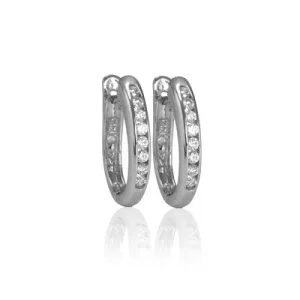 Backes and Strauss White Gold and Diamond Set Hoop Earrings