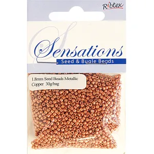 BEAD GLASS SEED 1.8MM MET ORANGECOP 30G