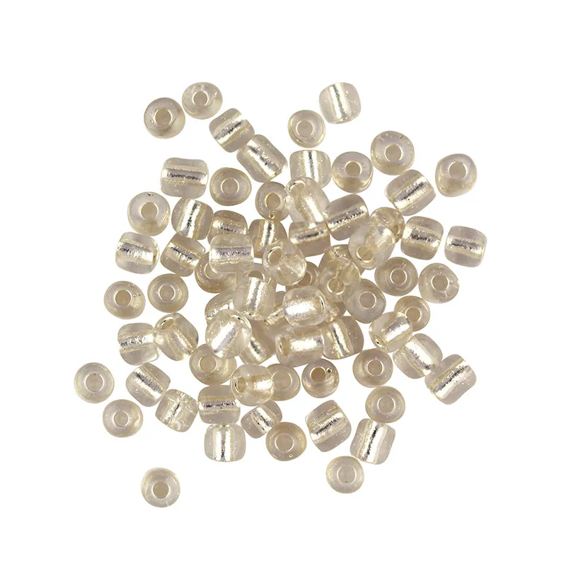 BEAD GLASS SEED 3.6MM SILV LINED CLR 25G