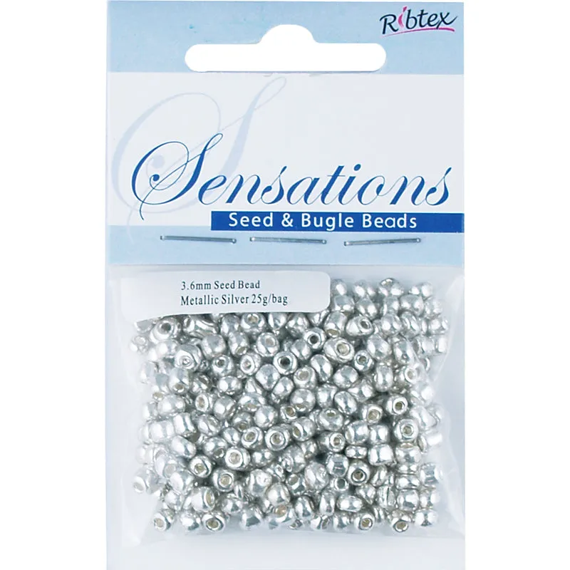 BEAD GLASS SEED METAL SILVER 3.6MM 25G