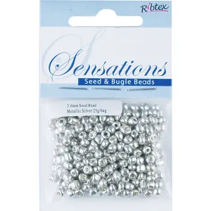 BEAD GLASS SEED METAL SILVER 3.6MM 25G