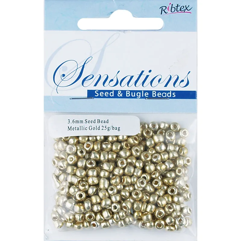 BEAD GLASS SEED METALLIC GOLD 3.6MM 25G