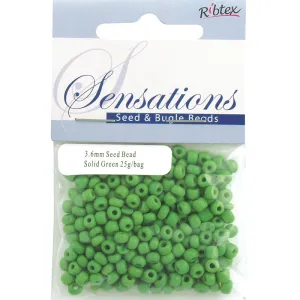 BEAD GLASS SEED SOLID GREEN 3.6MM 25G