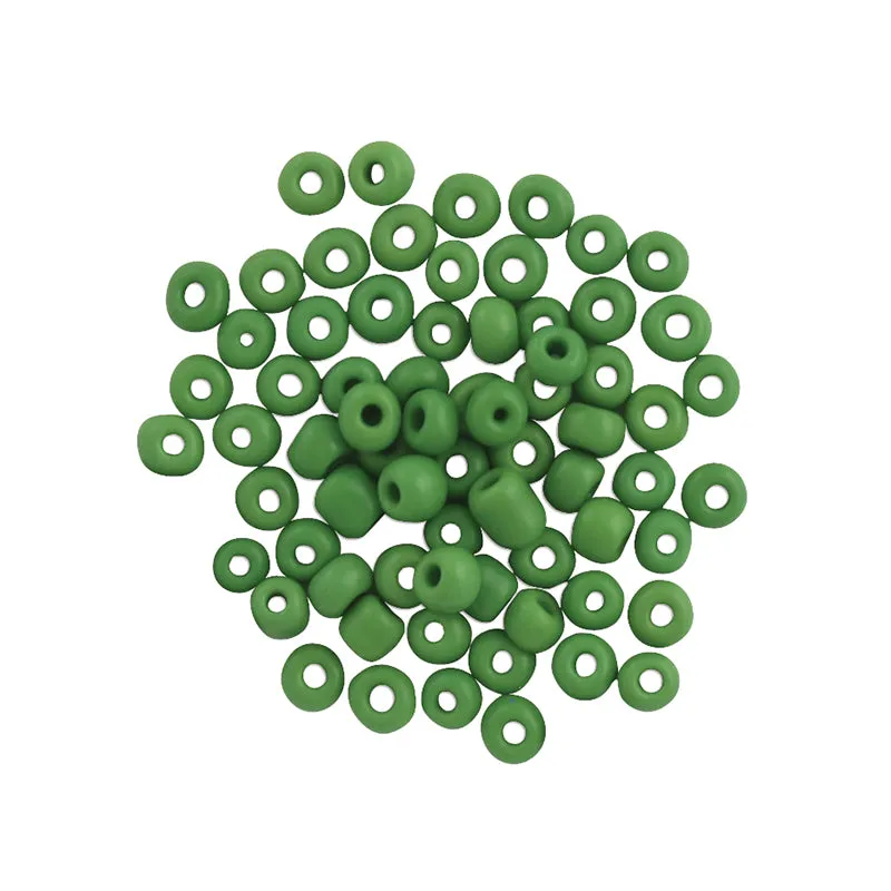 BEAD GLASS SEED SOLID GREEN 3.6MM 25G