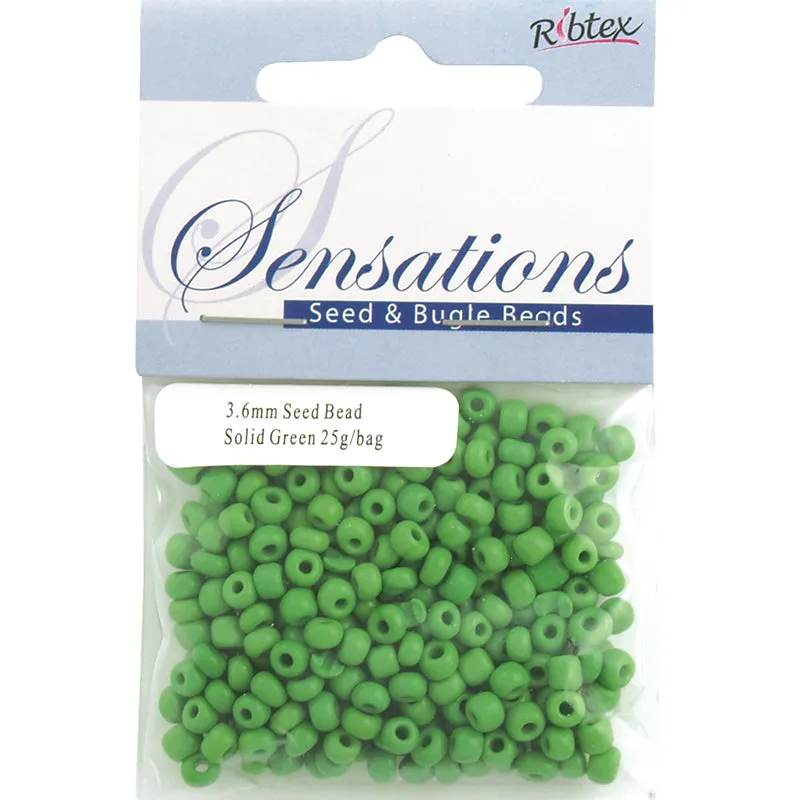 BEAD GLASS SEED SOLID GREEN 3.6MM 25G