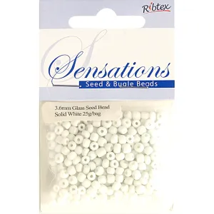 BEAD GLASS SEED SOLID WHITE 3.6MM 25G