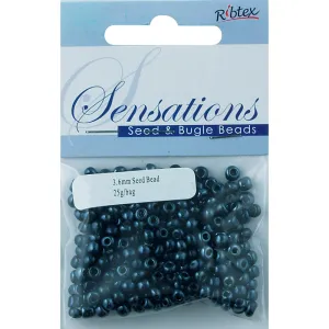 BEAD GLASS SEED STEEL BLUE 3.6MM 25G