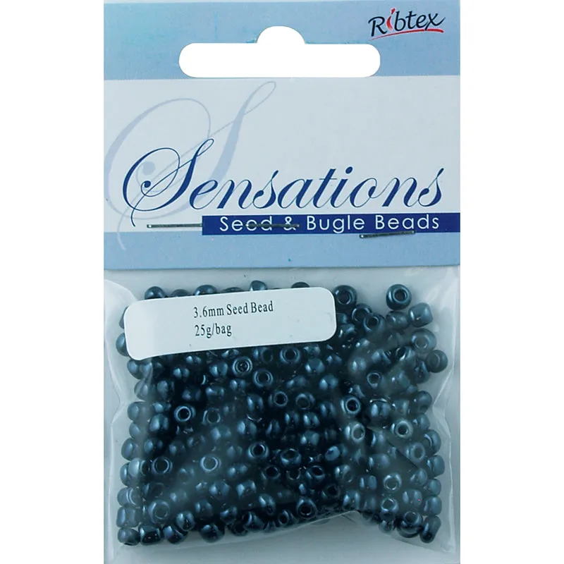 BEAD GLASS SEED STEEL BLUE 3.6MM 25G