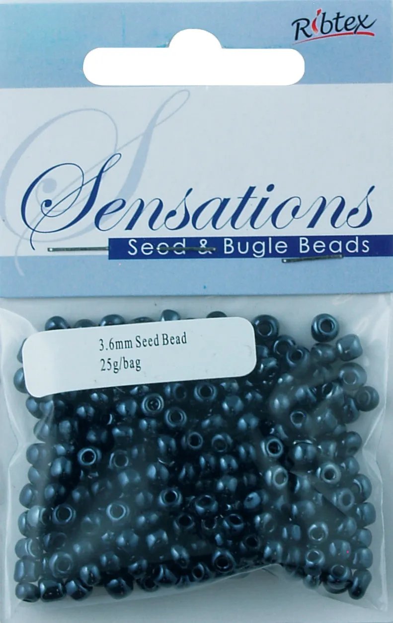 BEAD GLASS SEED STEEL BLUE 3.6MM 25G