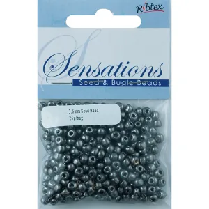 BEAD GLASS SEED STEEL GREY 3.6MM 25G