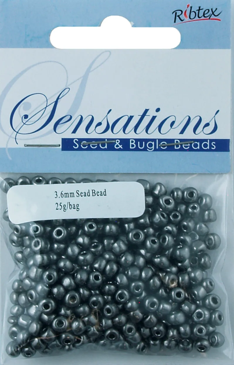 BEAD GLASS SEED STEEL GREY 3.6MM 25G