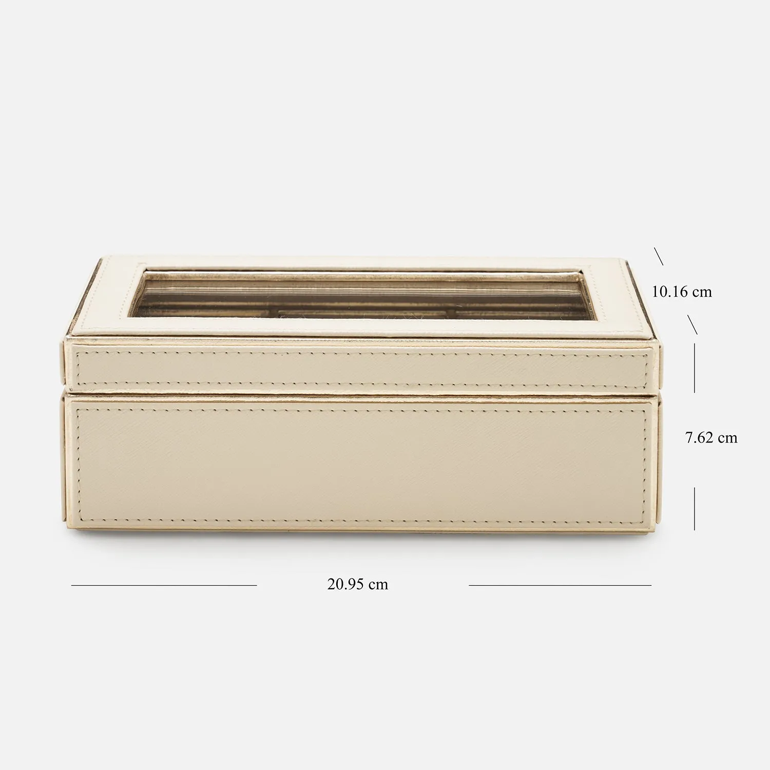 Beige 3 Compartment Faux Leather Watch Box