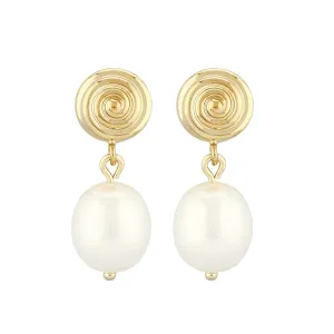 Ben Garelick 14K Yellow Gold Swirled Pearl Drop Earrings