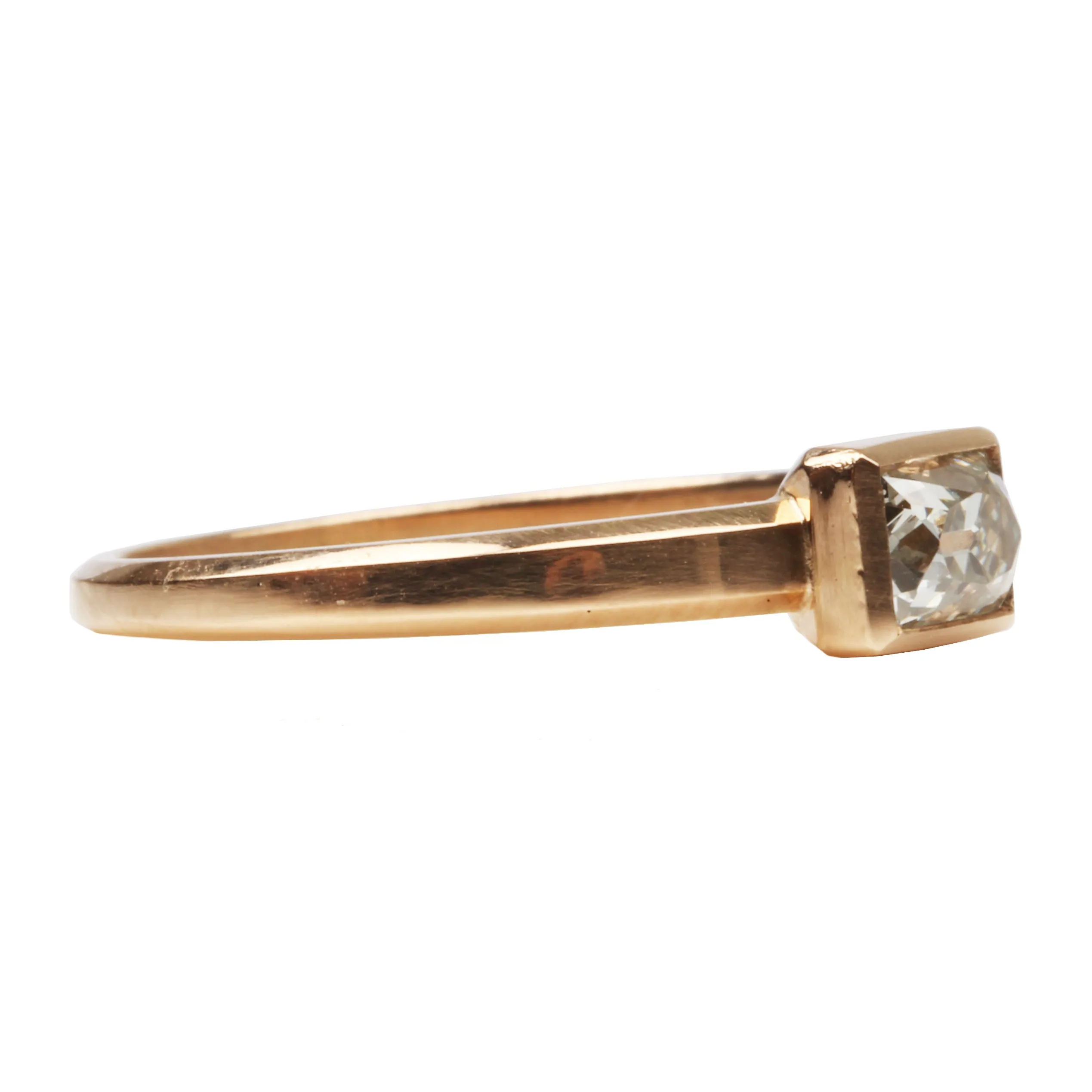 Bezel Set Old Mine Cut Diamond Solitaire Ring