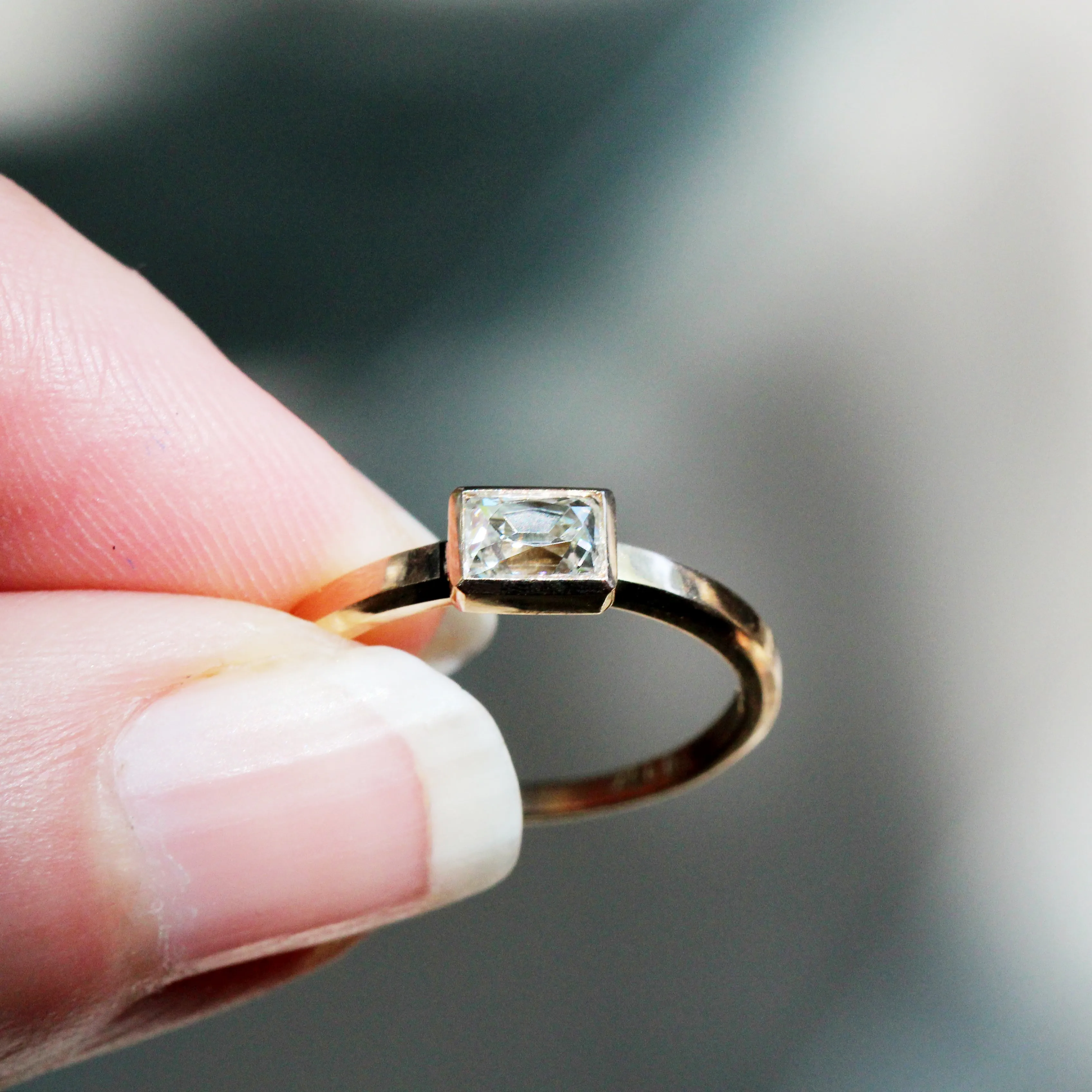 Bezel Set Old Mine Cut Diamond Solitaire Ring