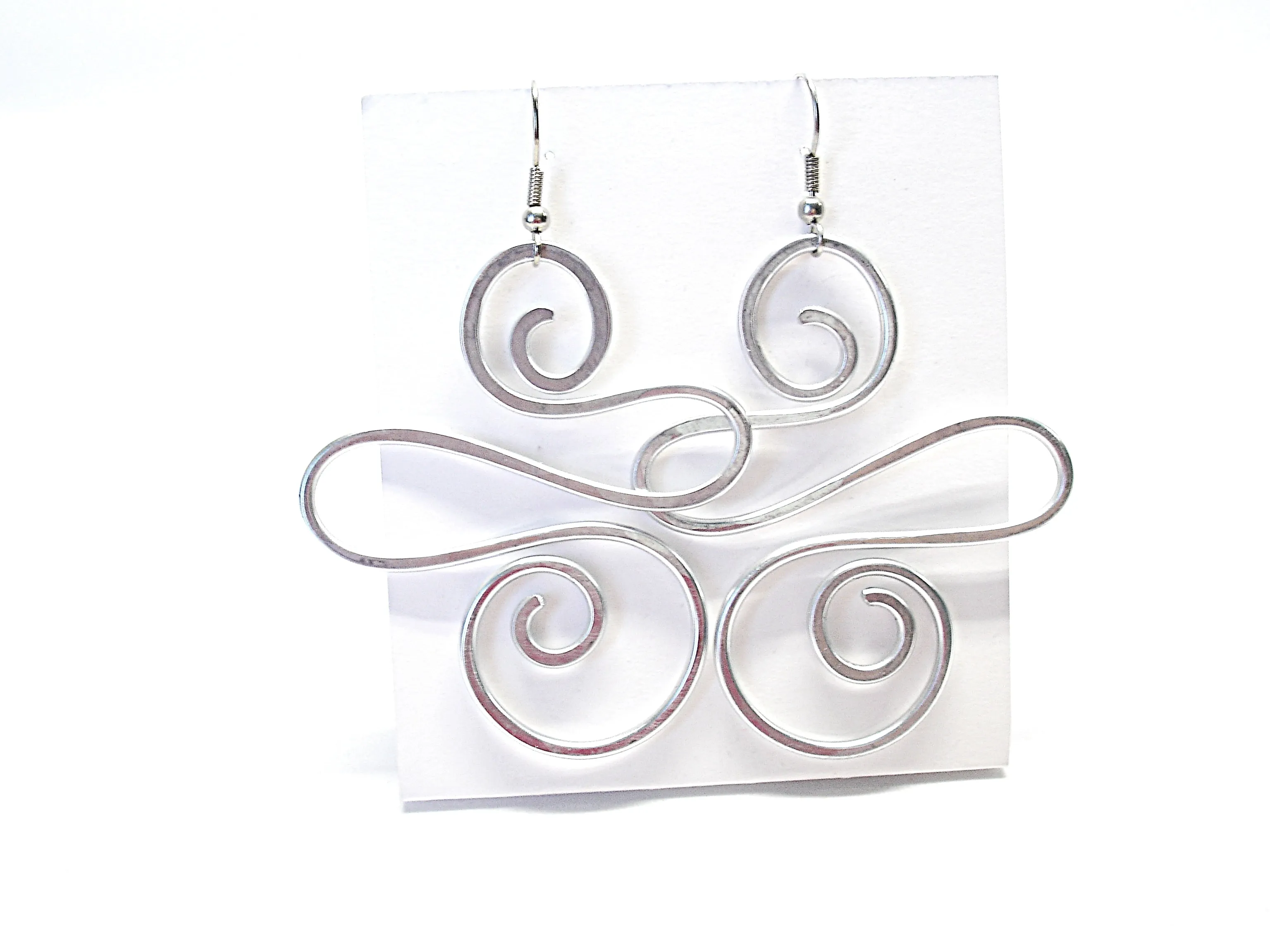 Big bold earrings, Aluminium wire earrings, Long chunky earrings, Aluminum wire jewelry, Large spiral earrings for women