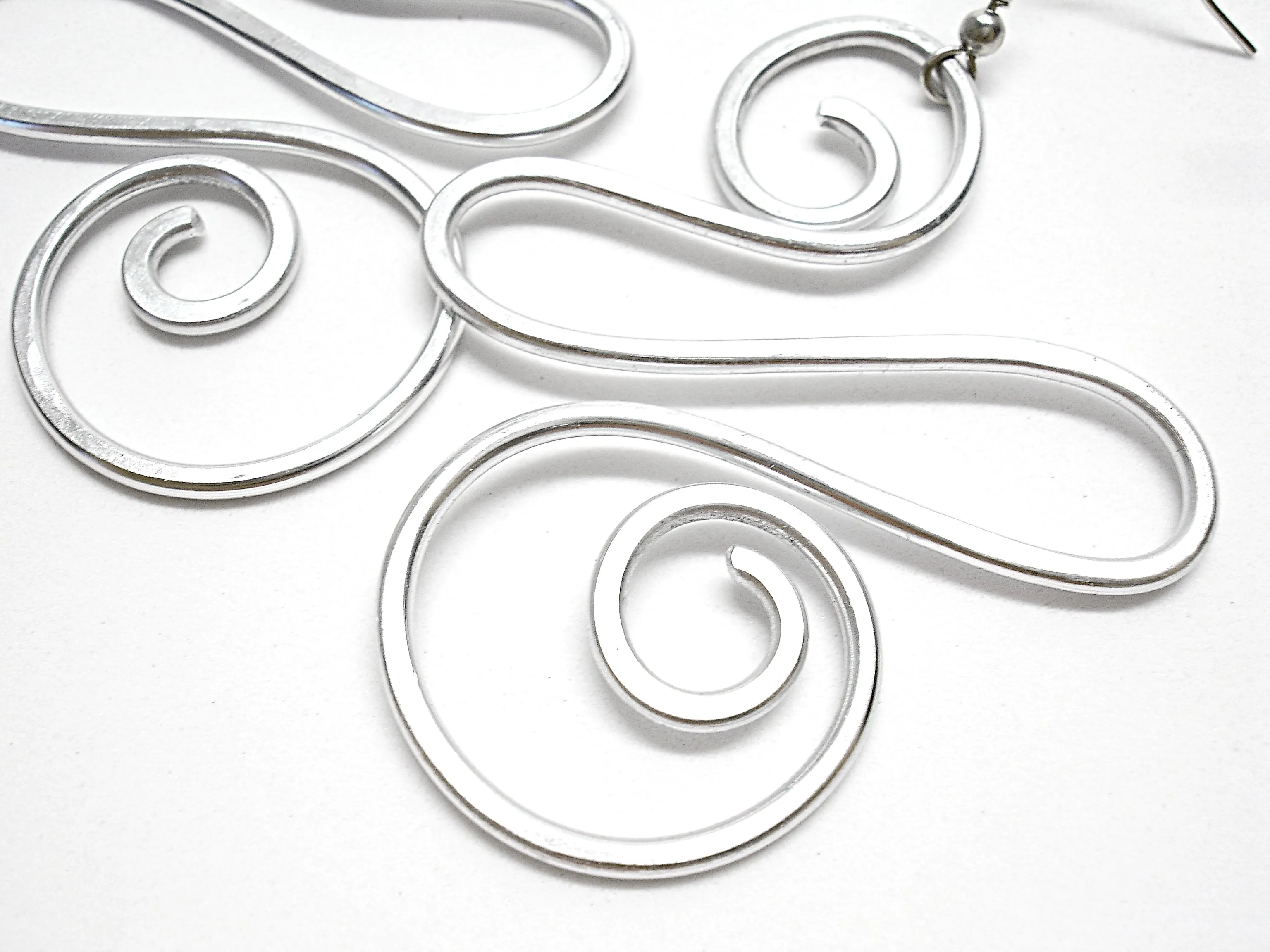 Big bold earrings, Aluminium wire earrings, Long chunky earrings, Aluminum wire jewelry, Large spiral earrings for women