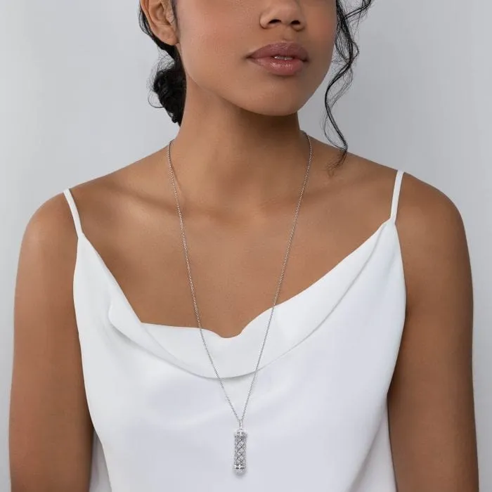 Birks 18K White Gold Muse Diamond Message Necklace