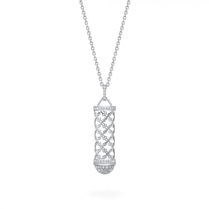 Birks 18K White Gold Muse Diamond Message Necklace