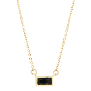 Black Emerald Shape Horizontal Necklace