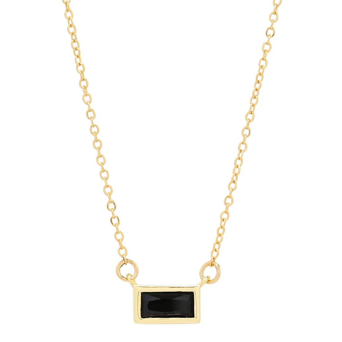 Black Emerald Shape Horizontal Necklace
