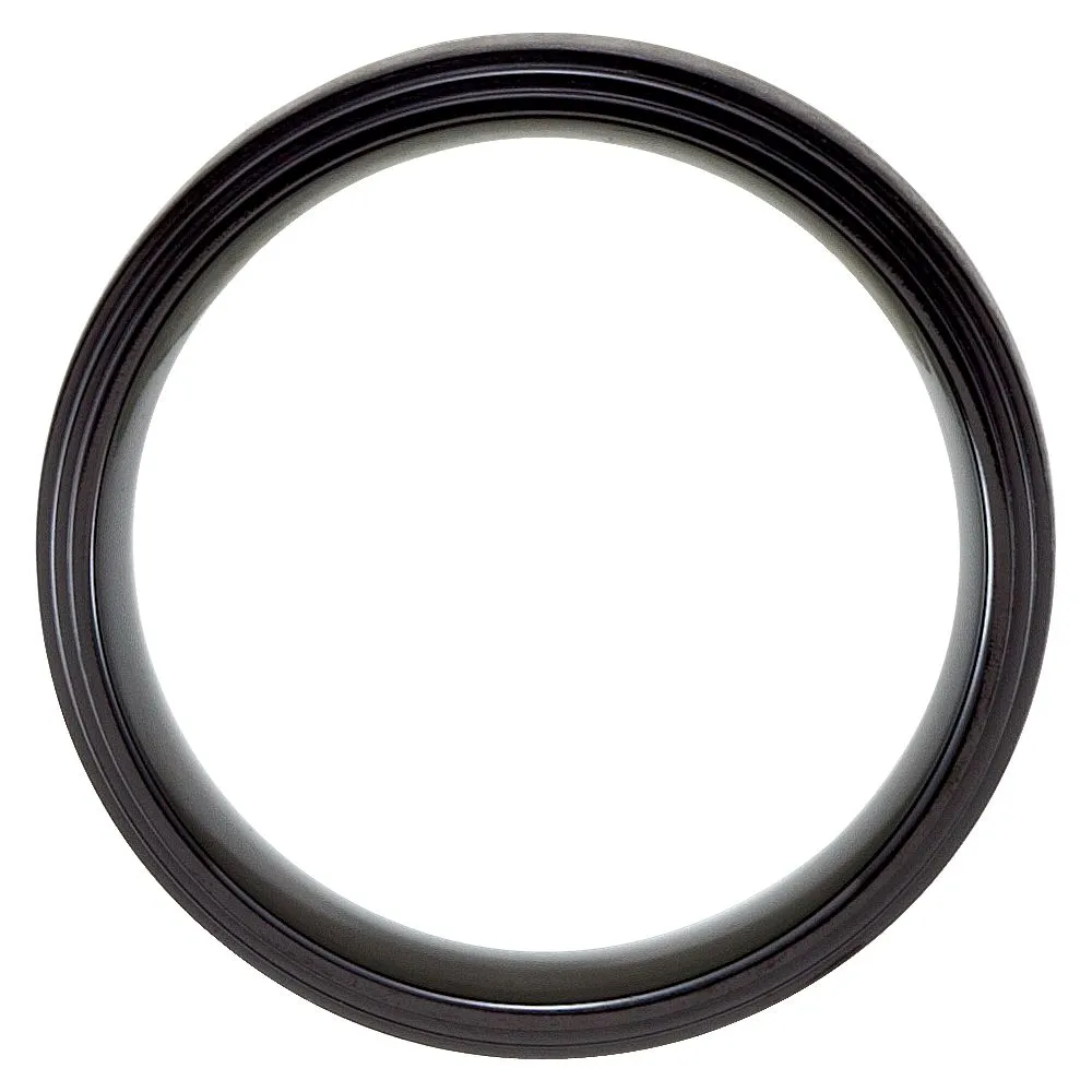 Black Titanium 8mm Double Ridged Band Size 9.5