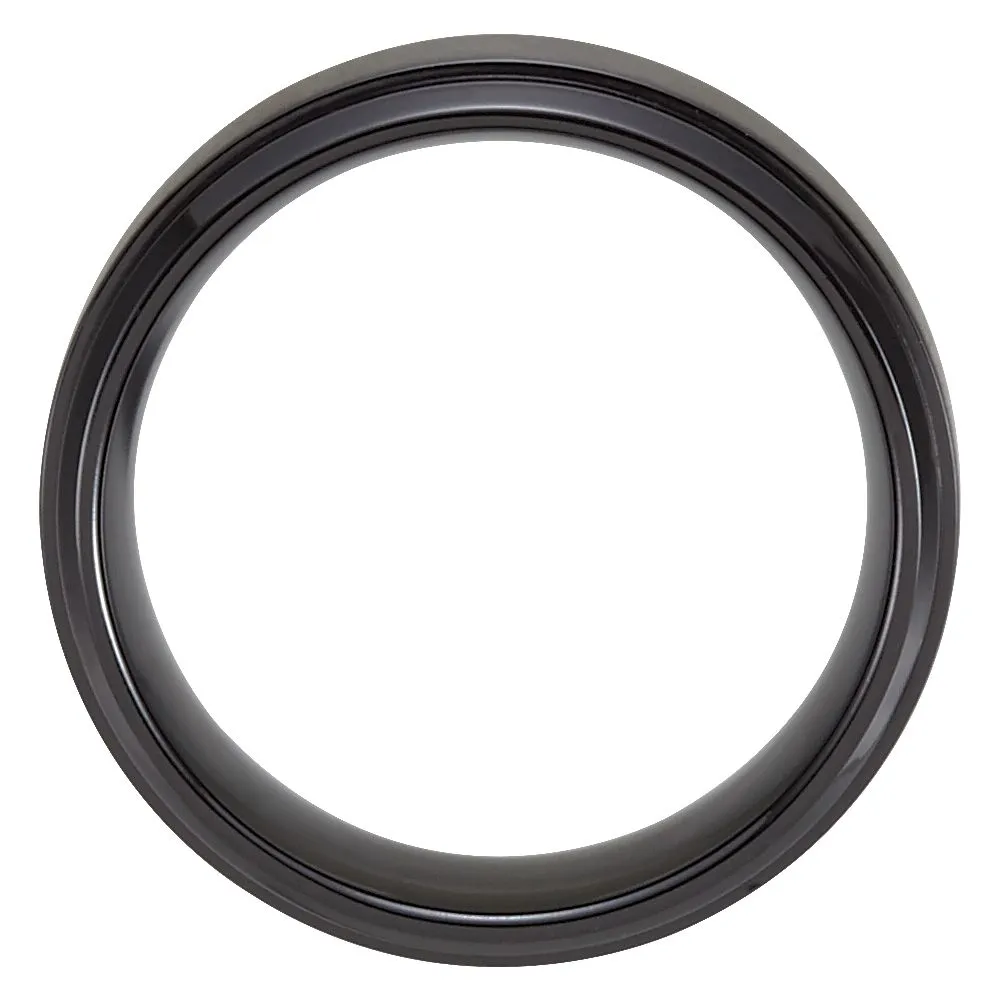Black Titanium 9mm Ridged Band Size 10.5