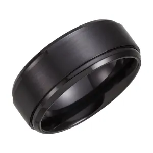 Black Titanium 9mm Ridged Band Size 10.5