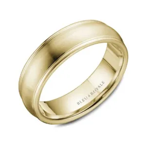 Bleu Royale (6.5mm) 14K Yellow Gold Sandpaper Finish Mens Band