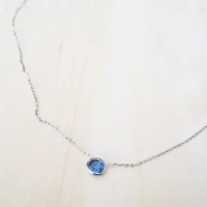 Blue Sapphire Necklace with Gold Chain