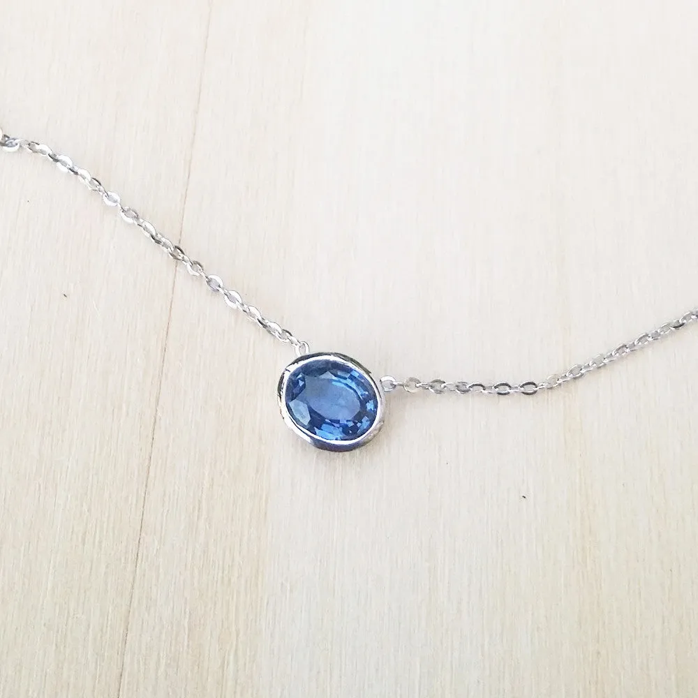 Blue Sapphire Necklace with Gold Chain