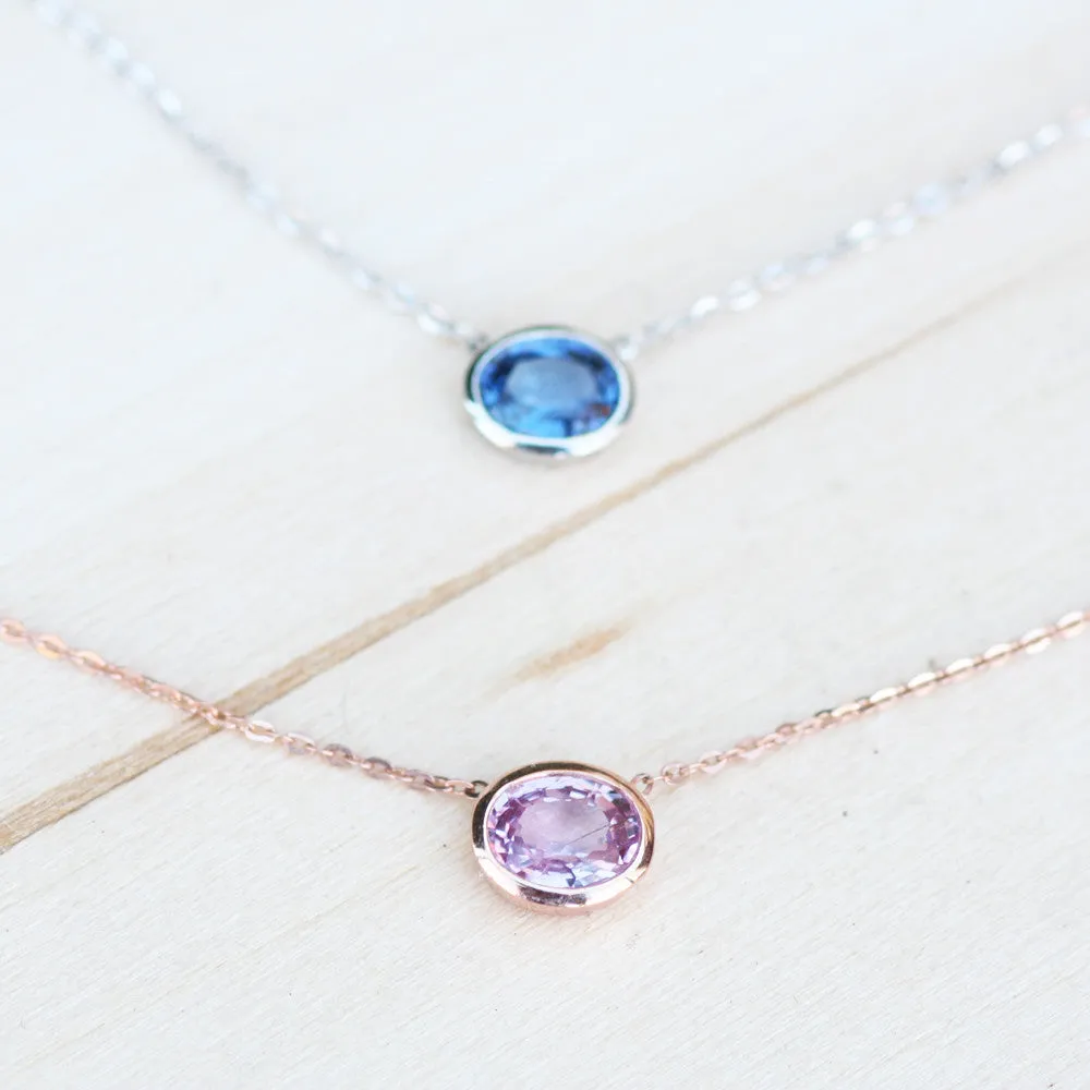 Blue Sapphire Necklace with Gold Chain