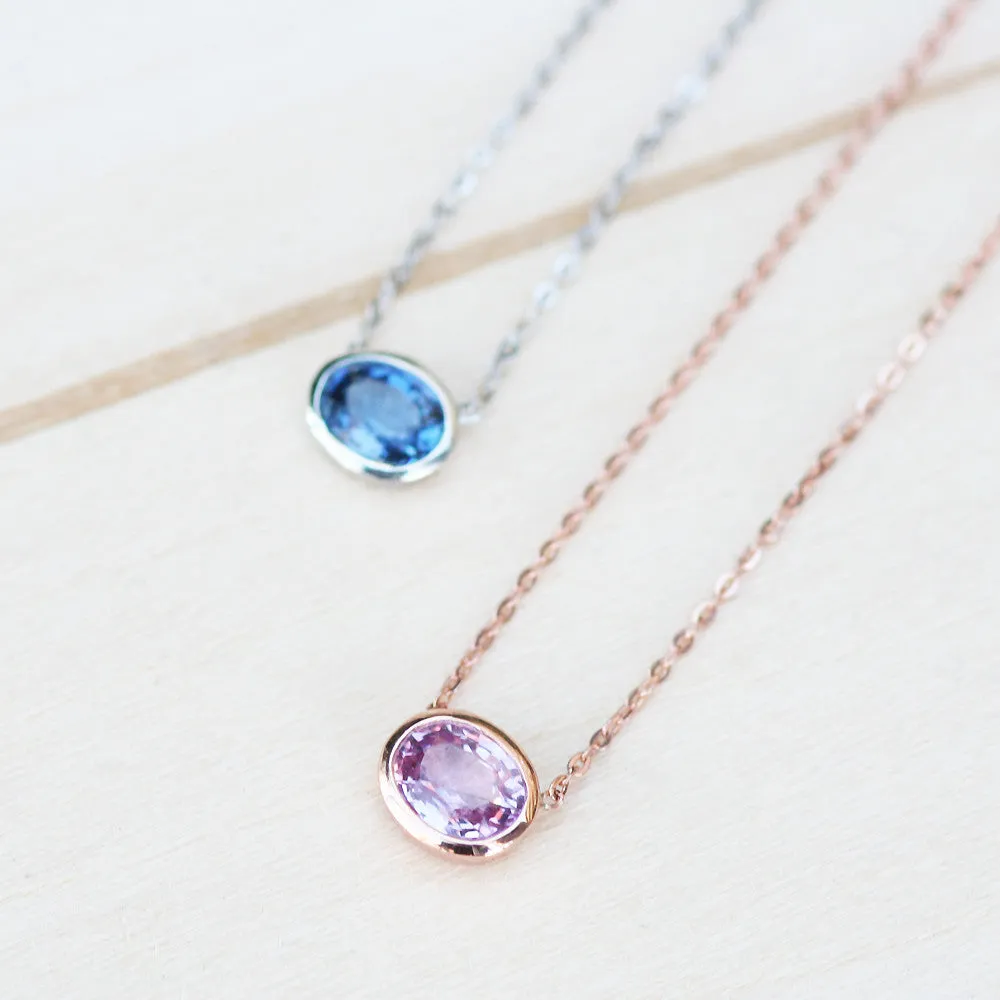 Blue Sapphire Necklace with Gold Chain