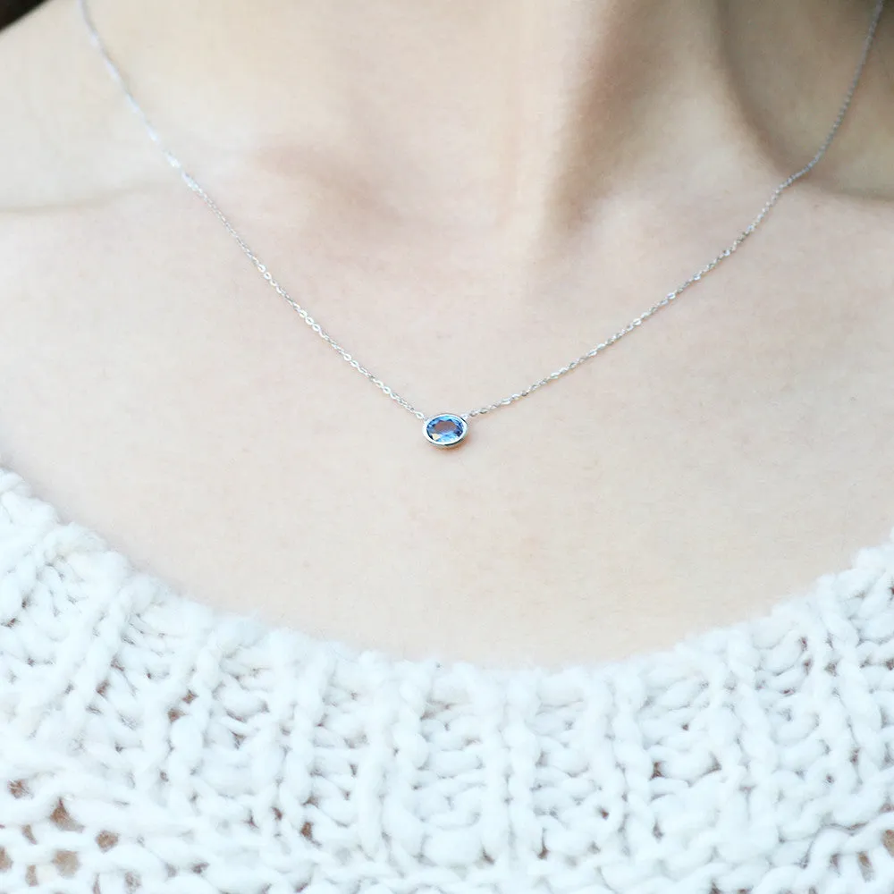 Blue Sapphire Necklace with Gold Chain