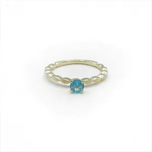 Blue Topaz Princess Ring on a Band of Tiny Pillows