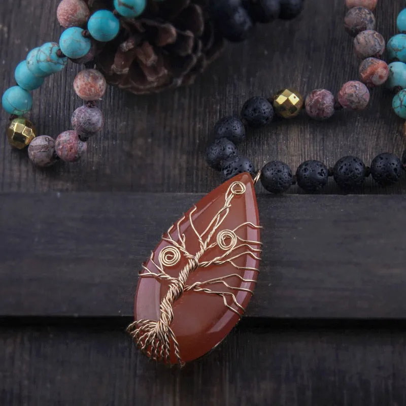 Bohemian Natural Stone Necklace, Boho jewelry, Stone Necklace