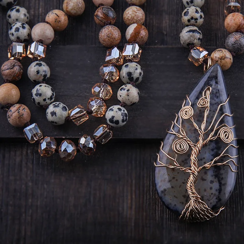 Bohemian Natural Stone Necklace, Boho jewelry, Stone Necklace
