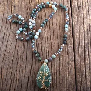 Bohemian Natural Stone Necklace, Boho jewelry, Stone Necklace