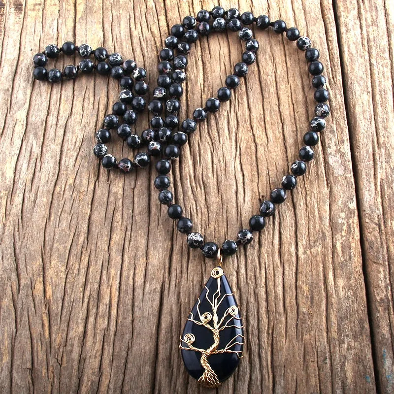 Bohemian Natural Stone Necklace, Boho jewelry, Stone Necklace