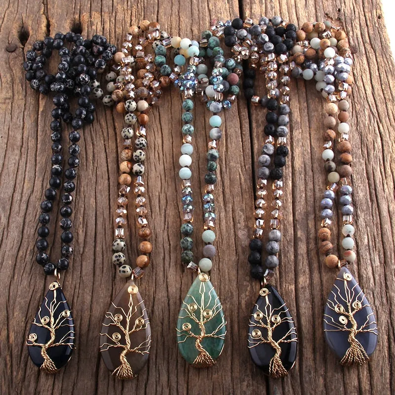 Bohemian Natural Stone Necklace, Boho jewelry, Stone Necklace