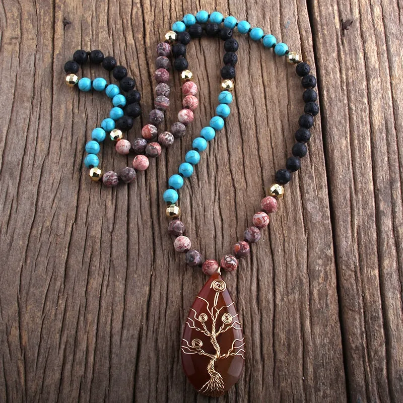 Bohemian Natural Stone Necklace, Boho jewelry, Stone Necklace