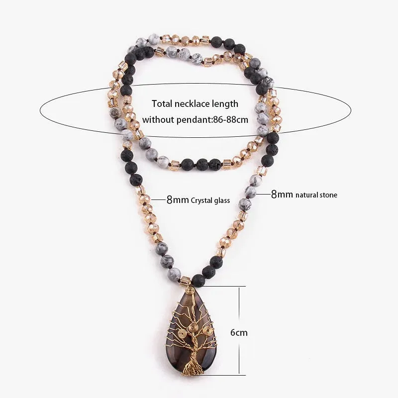 Bohemian Natural Stone Necklace, Boho jewelry, Stone Necklace