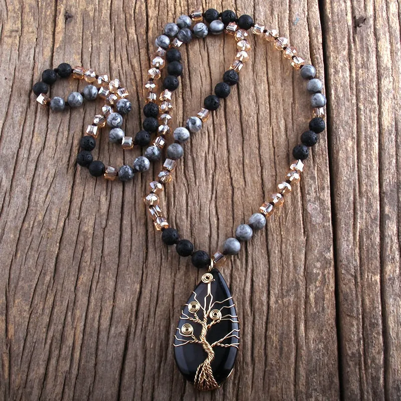 Bohemian Natural Stone Necklace, Boho jewelry, Stone Necklace
