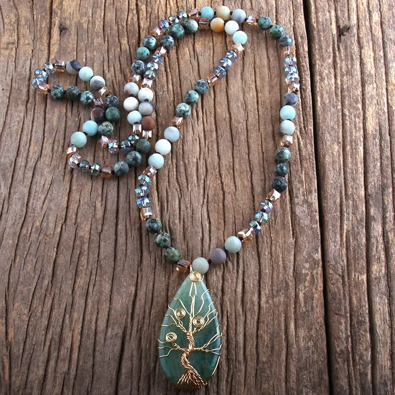 Bohemian Natural Stone Necklace, Boho jewelry, Stone Necklace