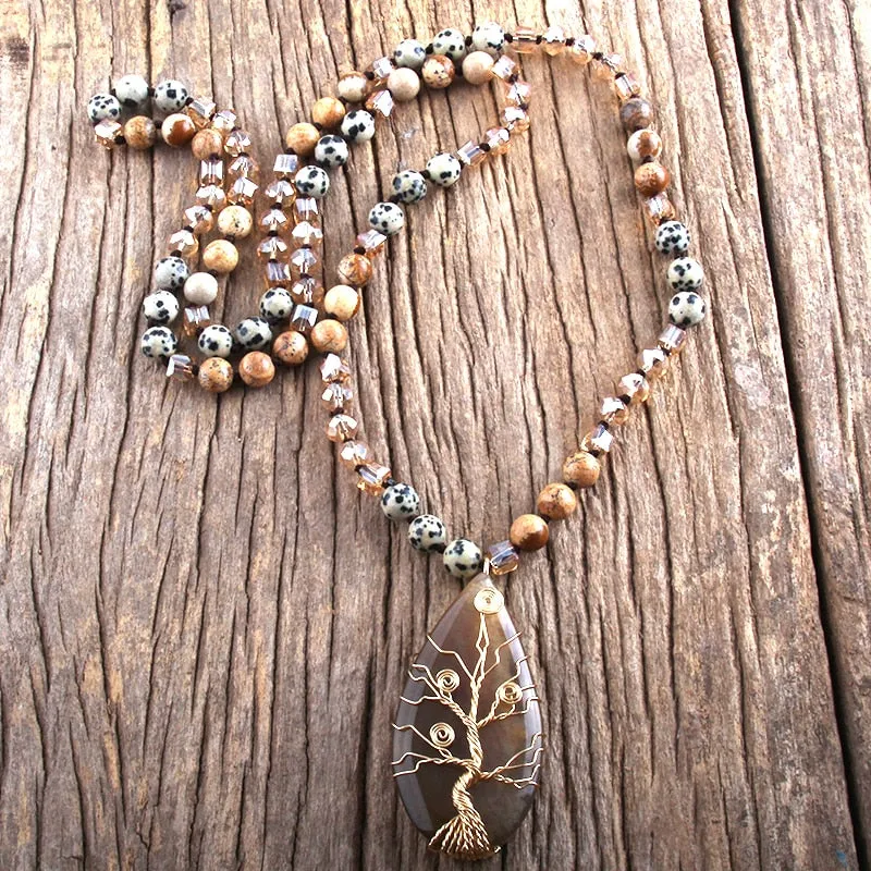 Bohemian Natural Stone Necklace, Boho jewelry, Stone Necklace