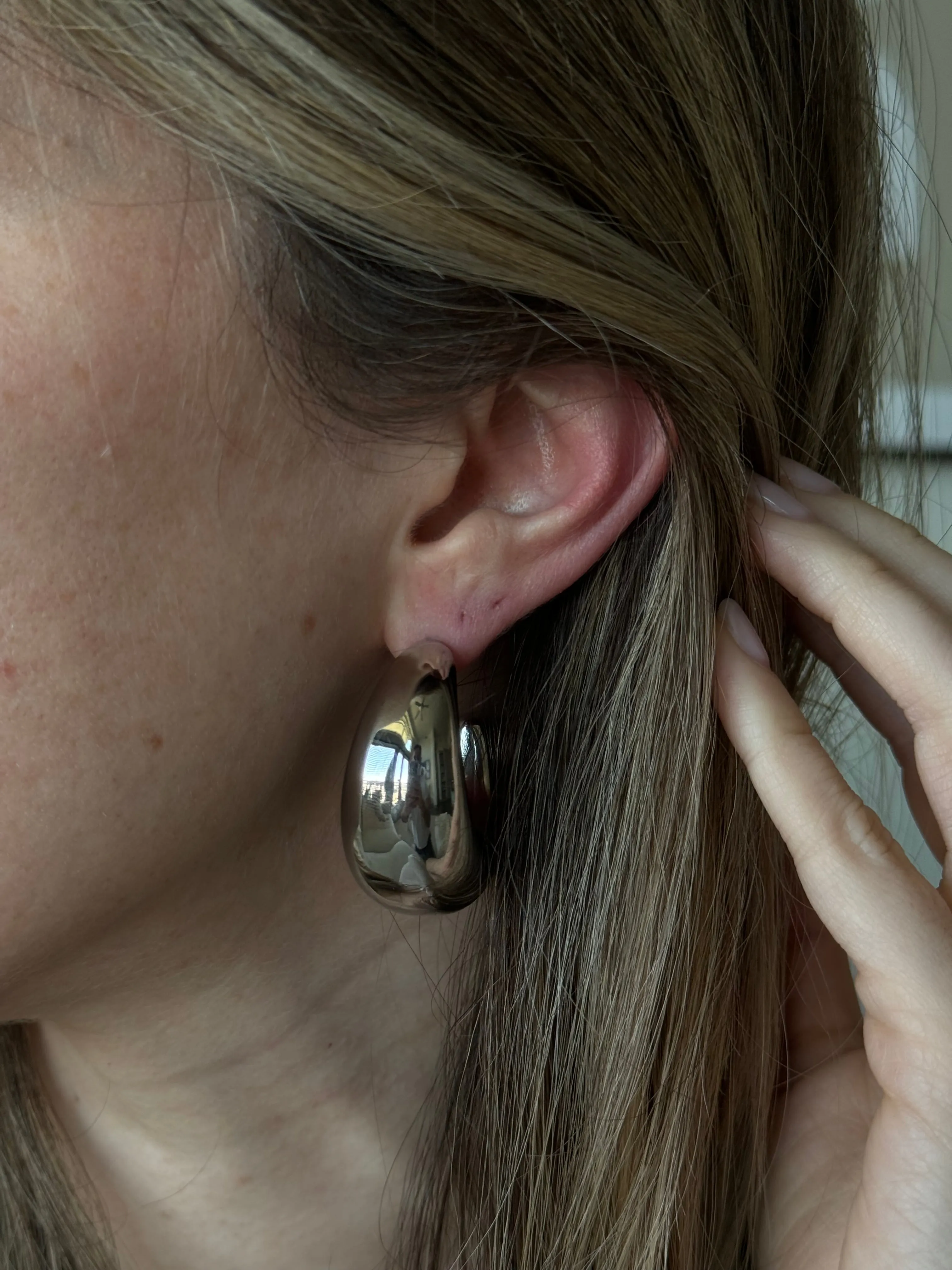 Bold Chunky XL Silver Moon Hoops