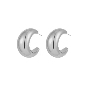 Bold Chunky XL Silver Moon Hoops